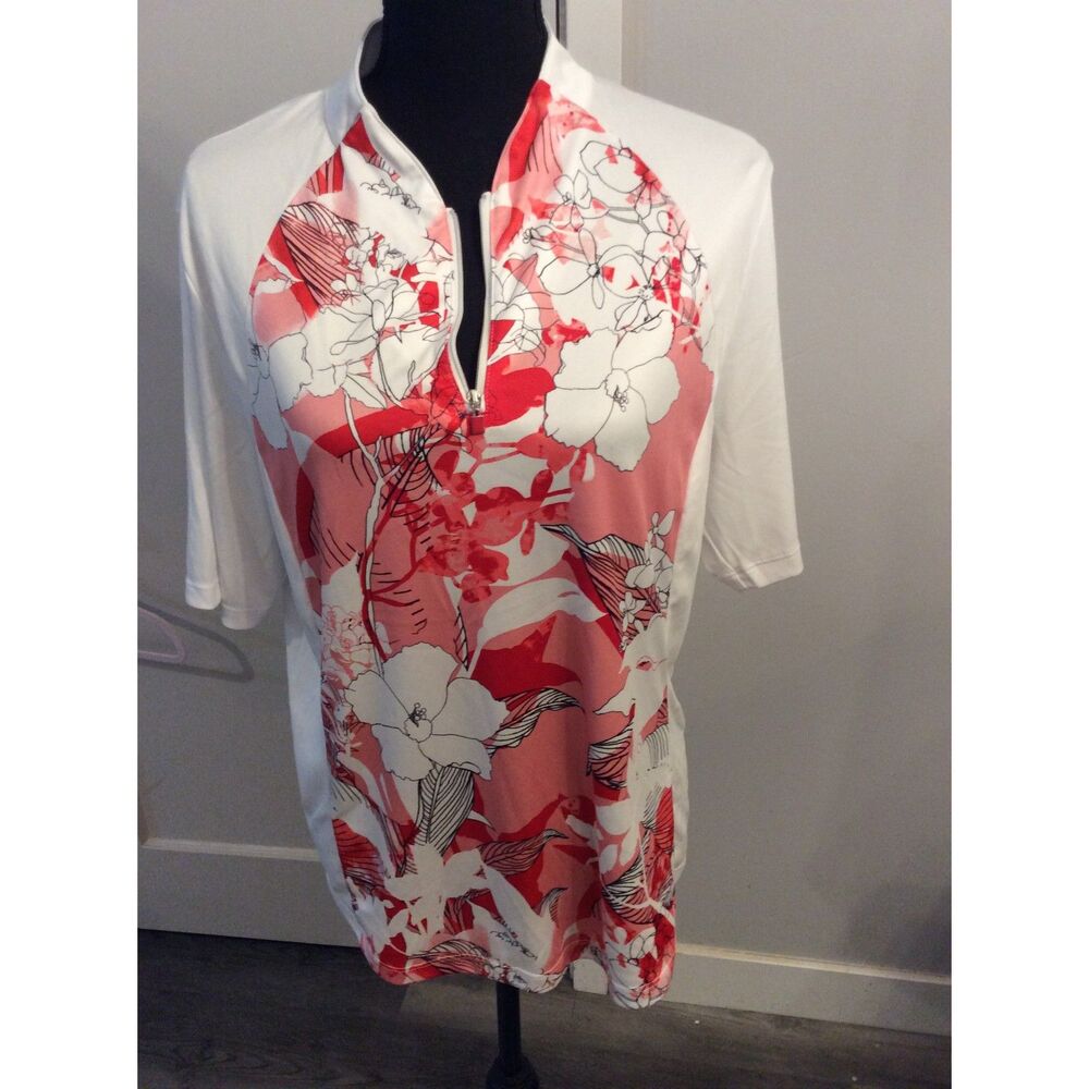 Floral XL Short Sleeve Partial Zip Women's Golf Polo PGA Tour